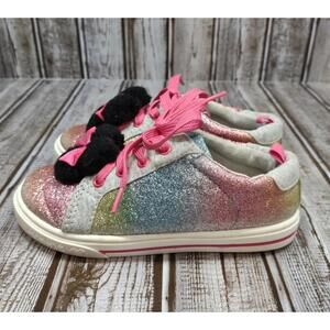 Disney Minnie Mouse Toddler Girl's Size 11 Rainbow Pom Pom Sneakers